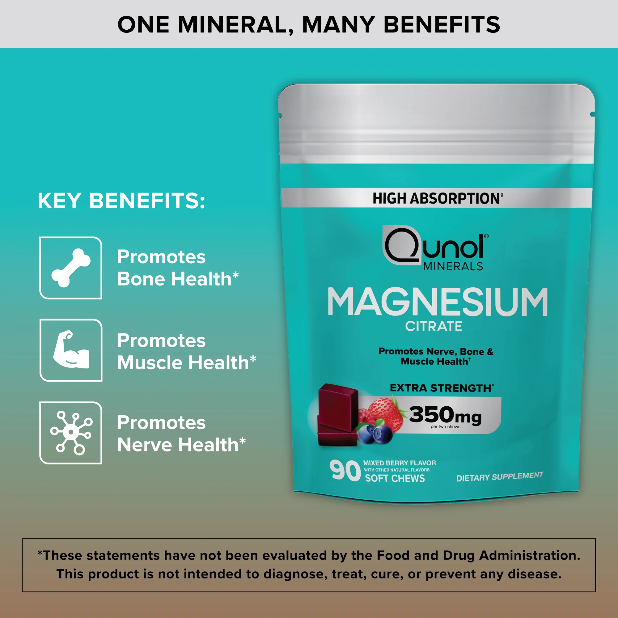 Magnesium Citrate Soft Chews, Extra Strength 350mg, Berry Flavor - Image 3