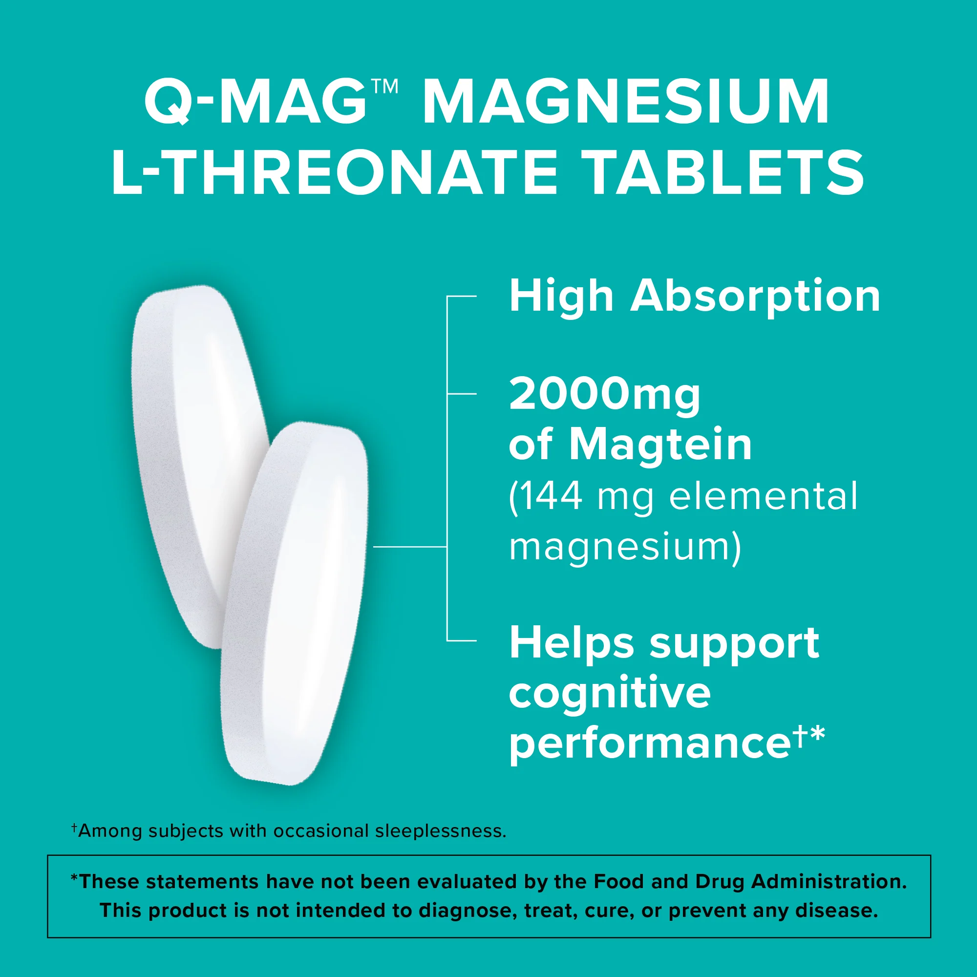 Q-Mag Magnesium L-Threonate Tablets, 2000mg - Image 6
