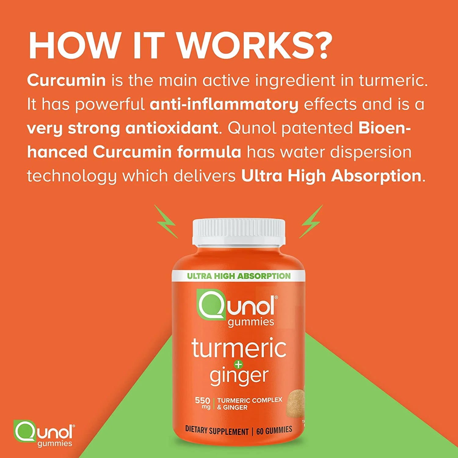 Turmeric + Ginger Gummies, 550mg, Tangerine Flavor - Image 4